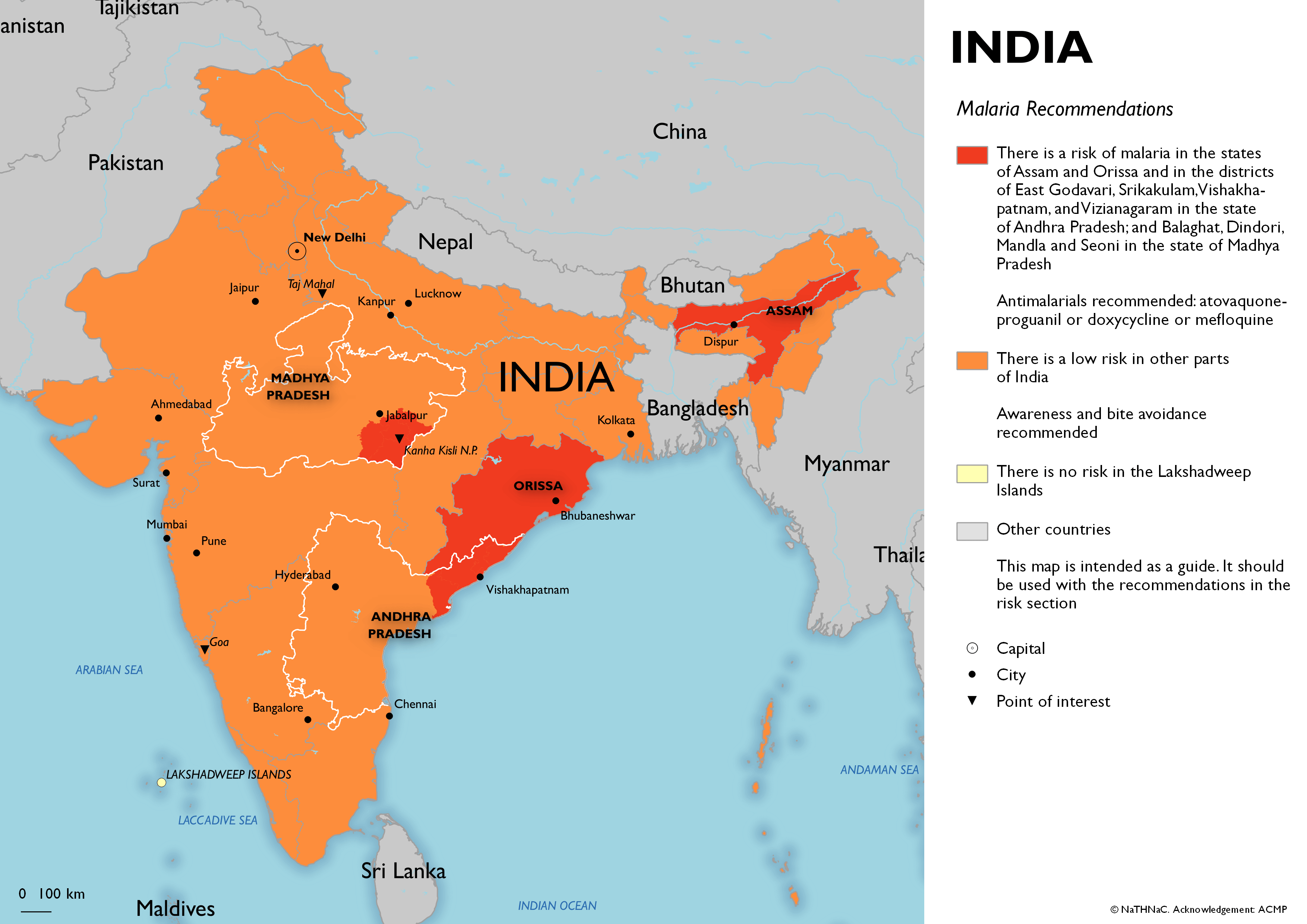 Mapa de malaria en India