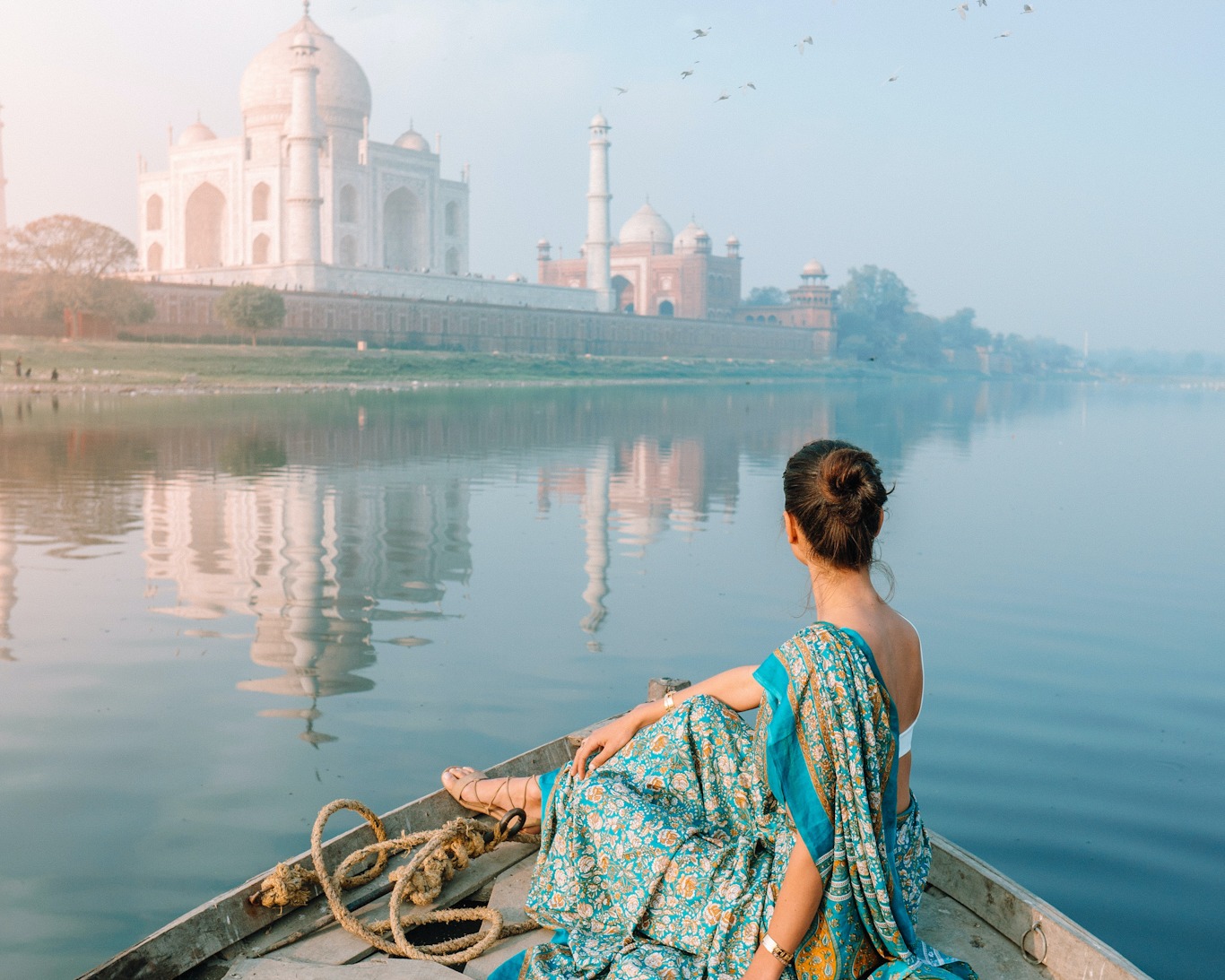 Vistas del Taj Mahal desde el río Yamuna