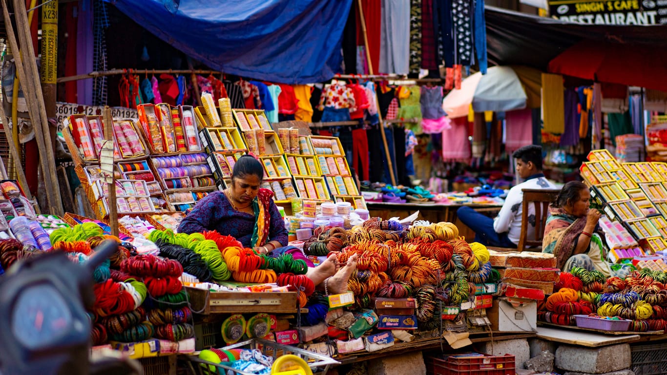 Indian bracelets store in a bazaar Indian Bazaar